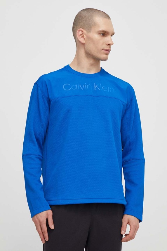 Tréninková mikina Calvin Klein Performance bez kapuce modrá 00GMS4W338