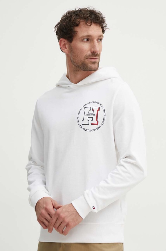 Pamučna dukserica Tommy Hilfiger pamuk bijela MW0MW34383
