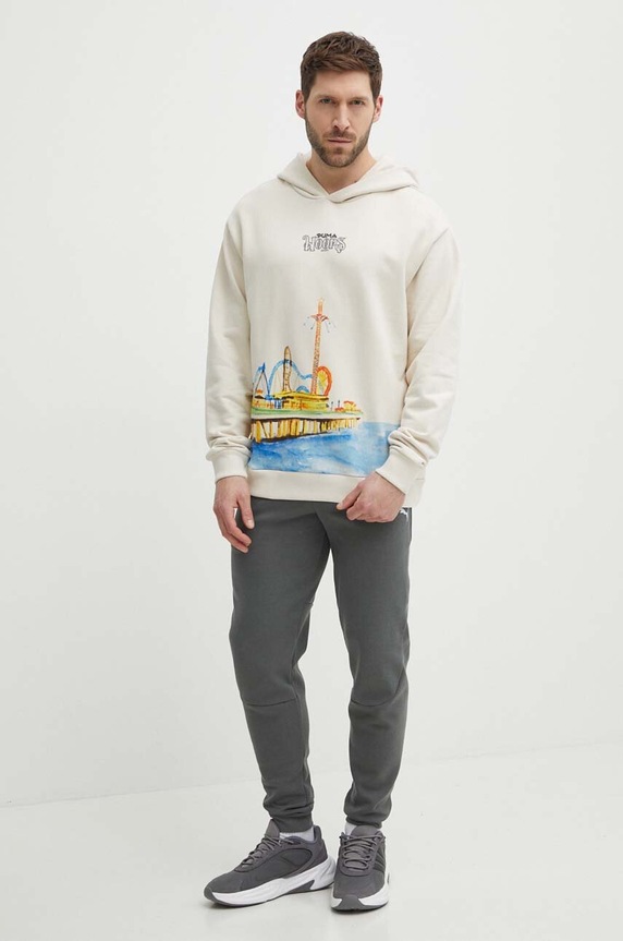 Βαμβακερή μπλούζα Puma 624735 μπεζ SS24