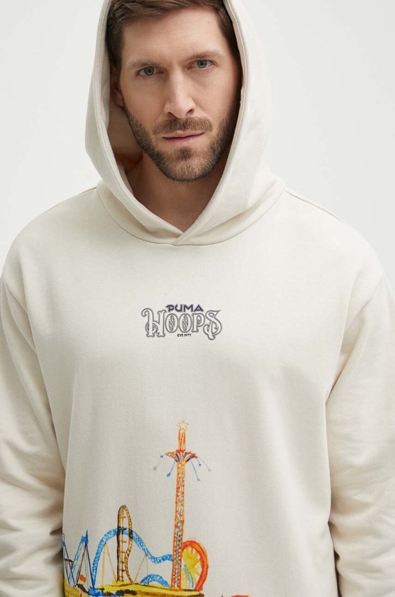 Βαμβακερή μπλούζα Puma μπεζ 624735