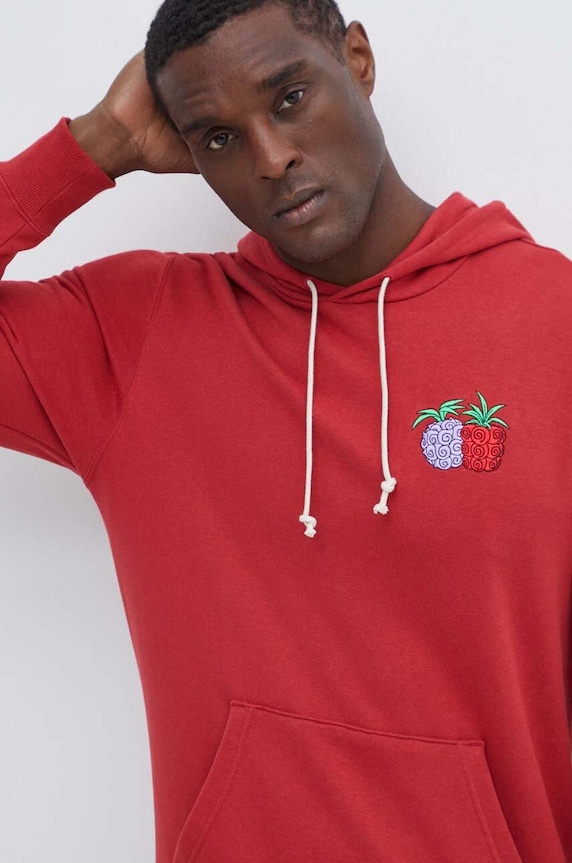 Bavlněná mikina Puma X ONE PIECE s kapucí červená 624666