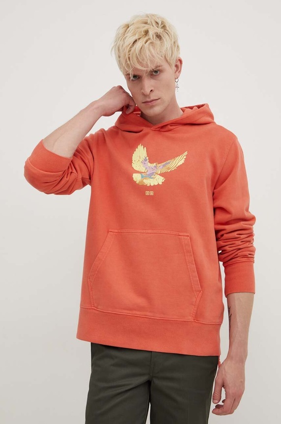 Βαμβακερή μπλούζα KSUBI flight kash hoodie στάμπα πορτοκαλί MPS24FL009