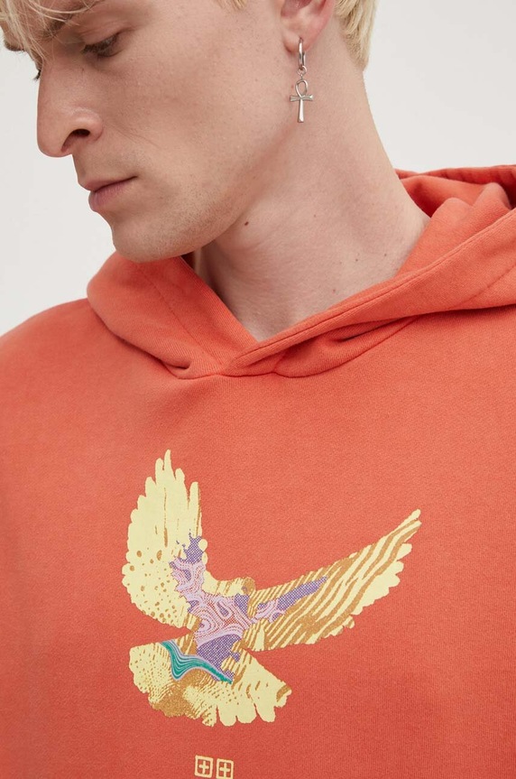 Βαμβακερή μπλούζα KSUBI flight kash hoodie πορτοκαλί MPS24FL009