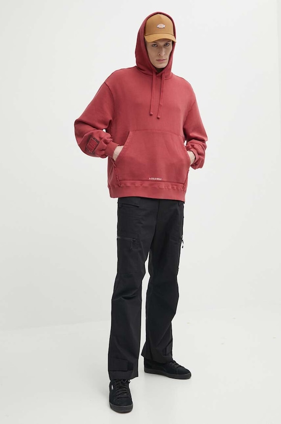 Pamučna dukserica A-COLD-WALL* Cubist Hoodie ACWMW173 bordo SS24