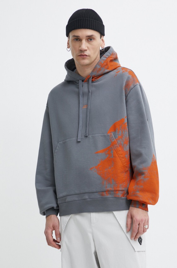 Bavlněná mikina A-COLD-WALL* Brushstroke Hoodie s kapucí šedá ACWMW183
