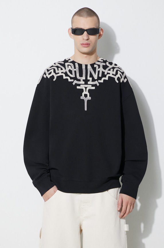 Marcelo Burlon cotton sweatshirt Graffiti Wings Comfort Crew cotton black CMBA097S24FLE001100C