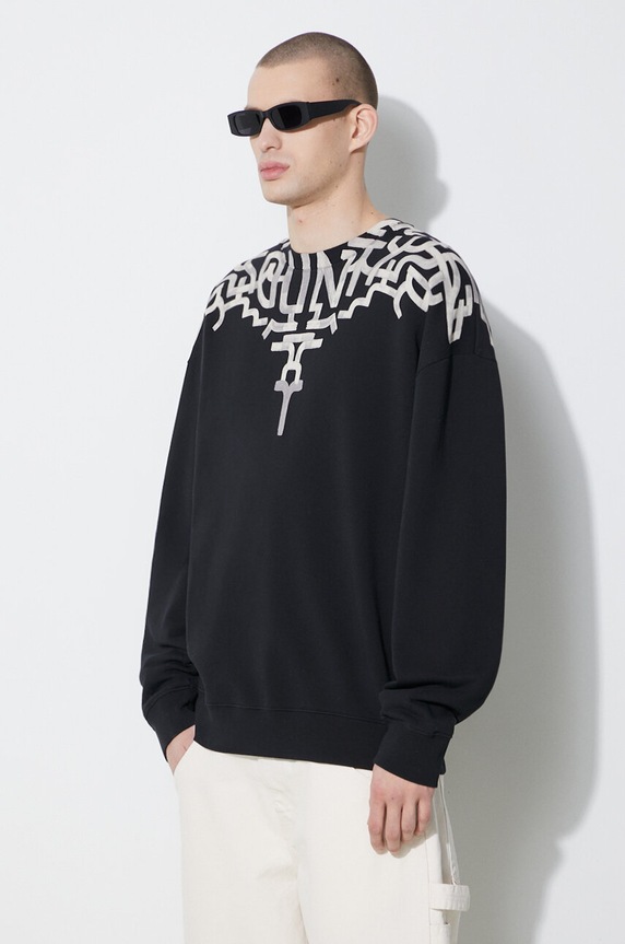 Marcelo Burlon cotton sweatshirt Graffiti Wings Comfort Crew black CMBA097S24FLE001100C