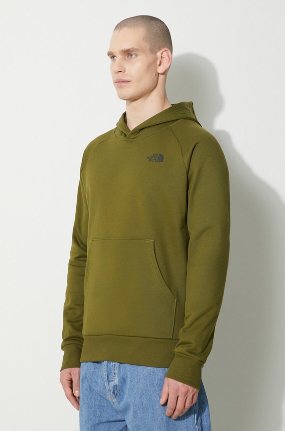Bavlněná mikina The North Face M Raglan Redbox Hoodie zelená NF0A2ZWUPIB1