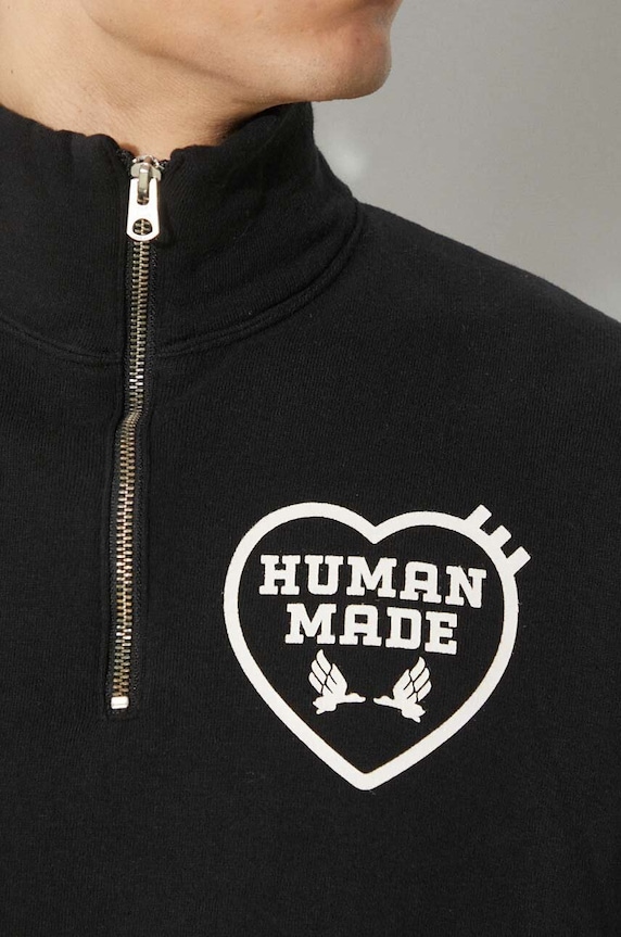 Abbigliamento Human Made felpa in cotone Military Half-Zip Sweatshirt HM27CS021 nero