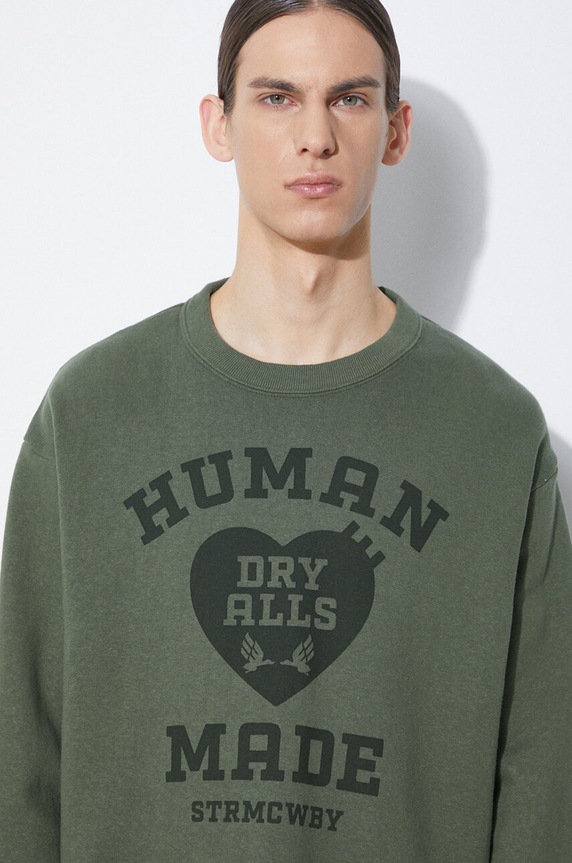 Bavlnená mikina Human Made Military Sweatshirt zelená HM27CS020