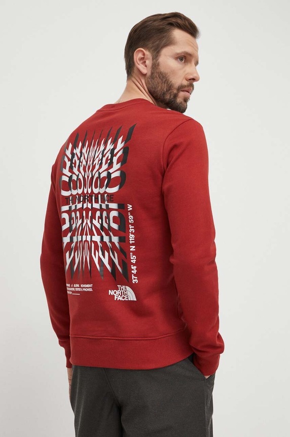 Βαμβακερή μπλούζα The North Face χωρίς κουκούλα κόκκινο NF0A87EBPOJ1