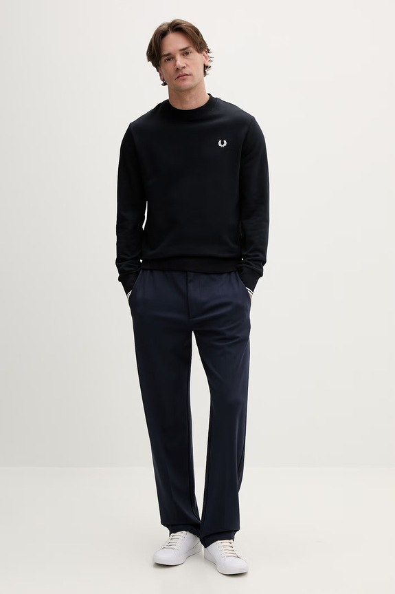 Bavlnená mikina Fred Perry Crew Neck Sweatshirt M7535.248 tmavomodrá SS26