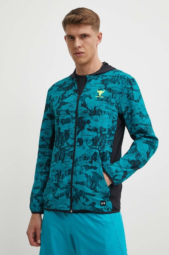 Φούτερ προπόνησης Under Armour Project Rock με κουκούλα τιρκουάζ 1383215