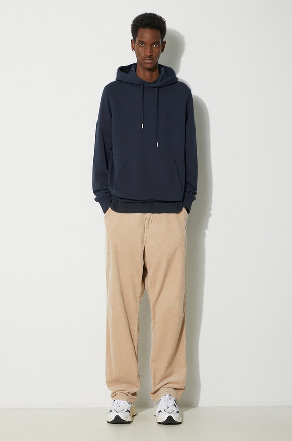 Woolrich bluza Logo Script Hoodie CFWOSW0224MRUT3684 bleumarin SS24