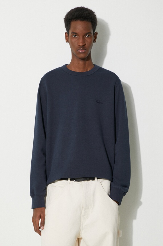 Суичър Woolrich Logo Script Crewneck изчистен тъмносин CFWOSW0225MRUT3684