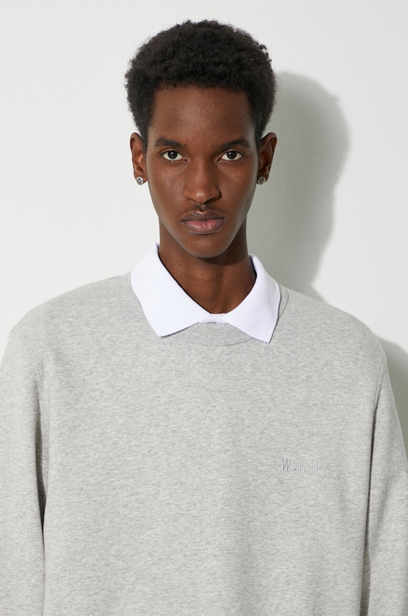 Woolrich bluza Logo Script Crewneck CFWOSW0225MRUT3684 gri