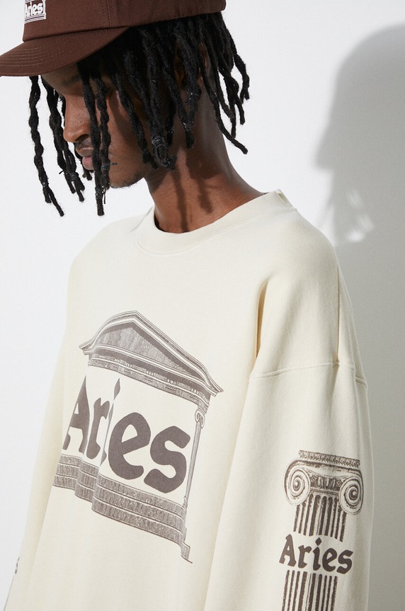 Aries cotton sweatshirt Ancient Column Sweat SUAR20034 beige
