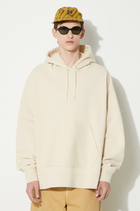 Vans pamut melegítőfelső Premium Standards Baggy Fleece Po LX bézs VN000GVSCHW1