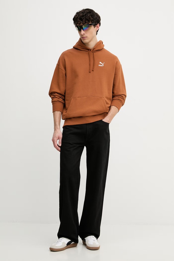 Puma Hanorac cu glugă bărbătesc bumbac BETTER CLASSICS 624241 maro SS24