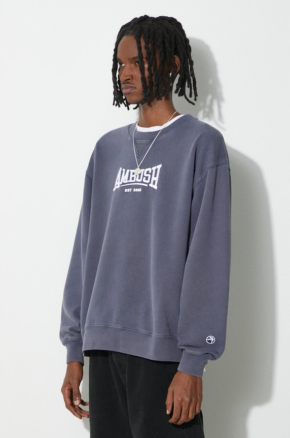 AMBUSH cotton sweatshirt Graphic Crewneck Insignia blue BMBA001S24FLE0014501