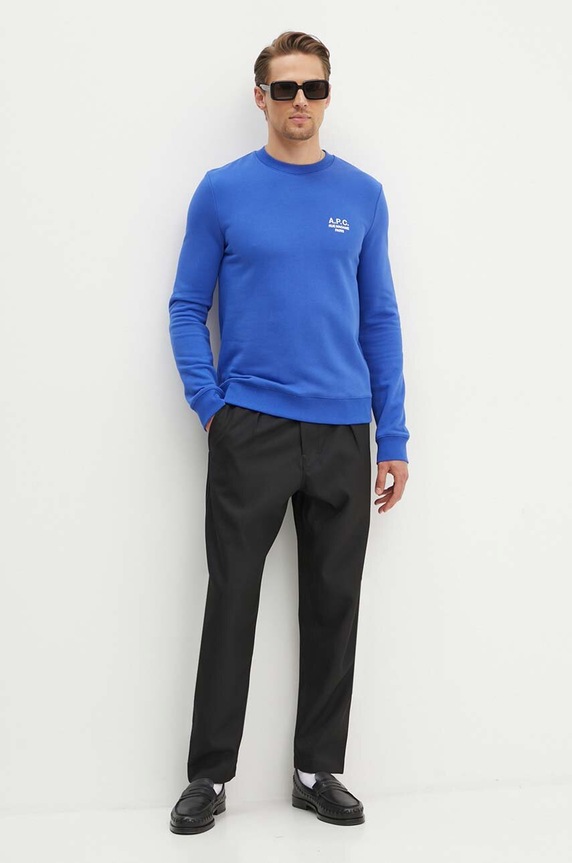 A.P.C. hanorac de bumbac sweat rider COEZD.H27699.TIC albastru SS24
