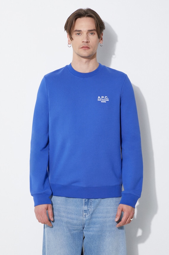Памучен суичър A.P.C. sweat rider син COEZD.H27699.TIC