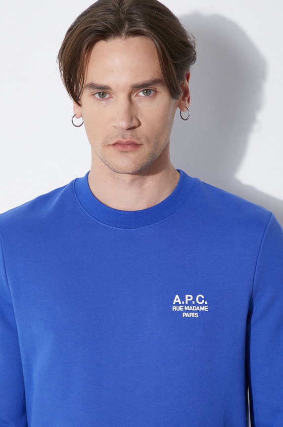 Памучен суичър A.P.C. sweat rider COEZD.H27699.TIC син