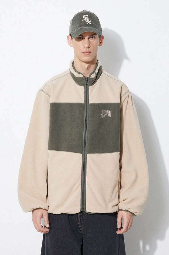 Billionaire Boys Club bluza cu doua fete Pull Out Shell cu modele bej B24106