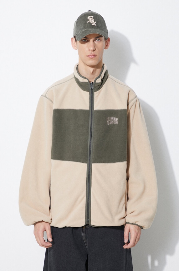 Billionaire Boys Club bluza cu doua fete Pull Out Shell cu modele bej B24106