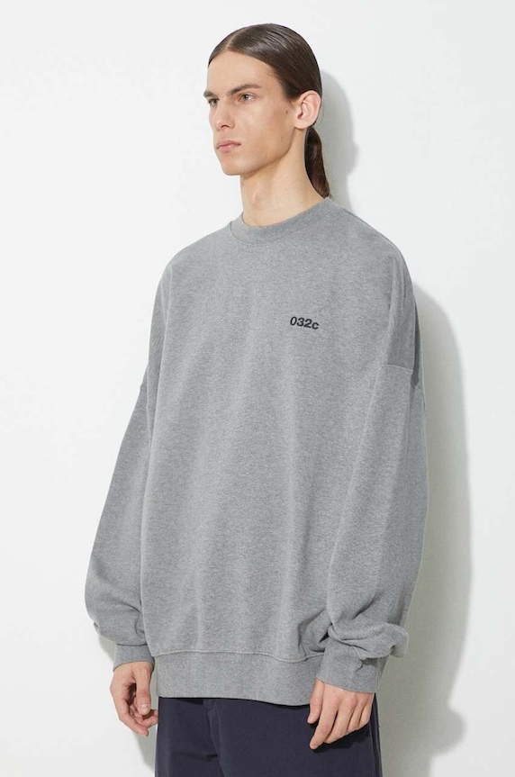 Bavlněná mikina 032C 'Mutli-Media' Bubble Crewneck šedá SS24.C.2022