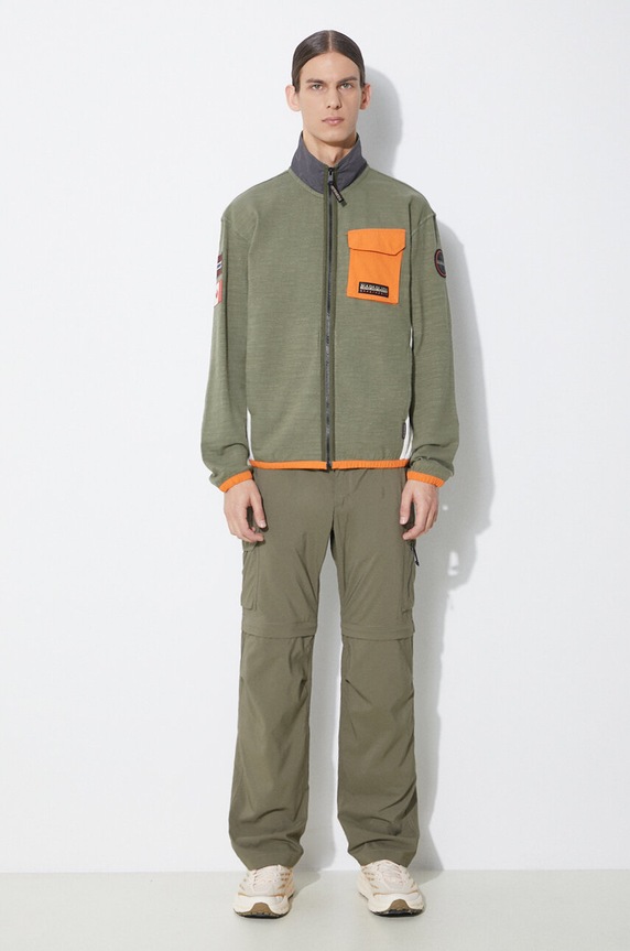 Napapijri hanorac de bumbac B-Tepees Fz NP0A4HP4GAE1 verde SS24