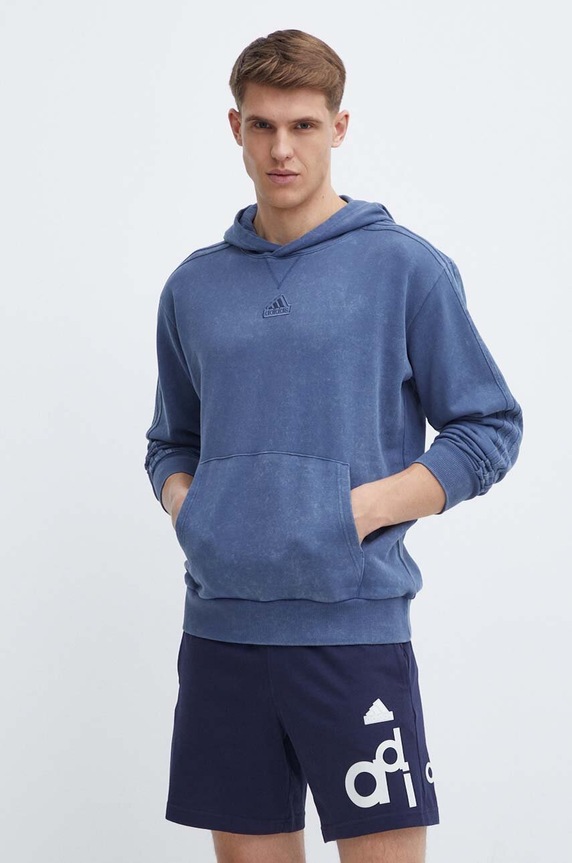 Памучен суичър adidas памук син IR5196