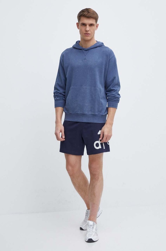 Памучен суичър adidas IR5196 син SS24