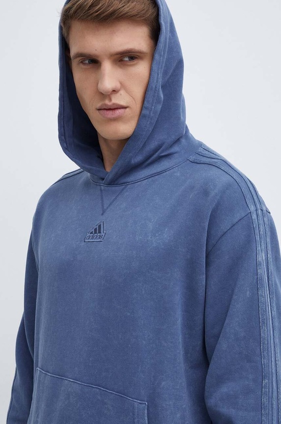 Памучен суичър adidas син IR5196
