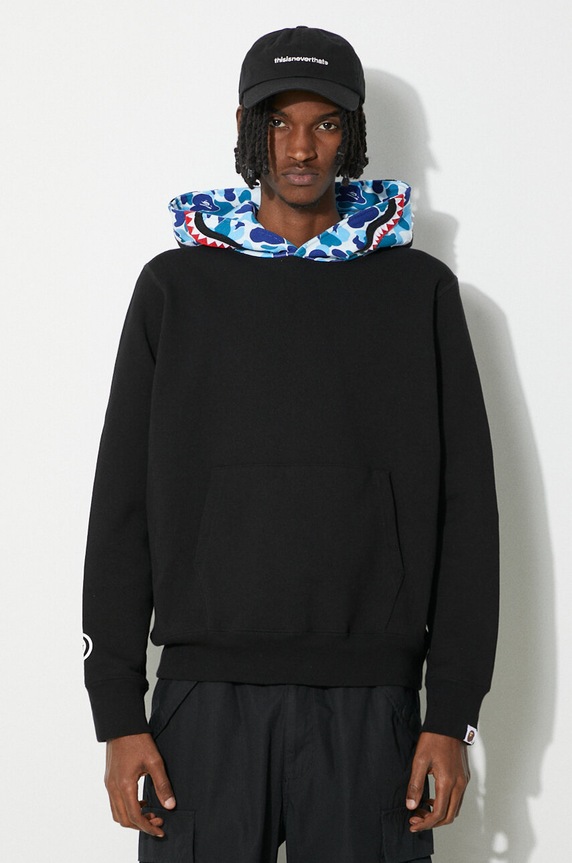 A Bathing Ape hanorac de bumbac Abc Camo Shark Pullover Hoodie print negru 1J80114006
