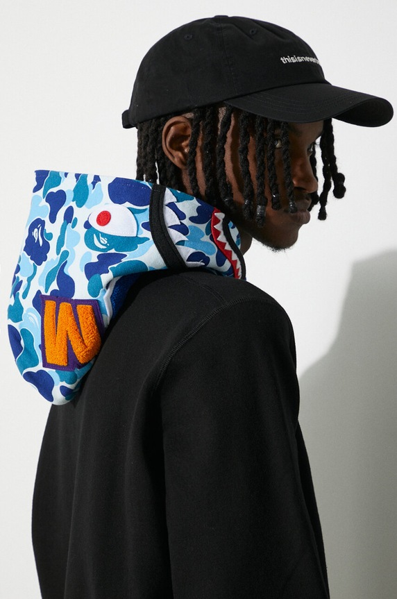A Bathing Ape hanorac de bumbac Abc Camo Shark Pullover Hoodie 1J80114006 negru