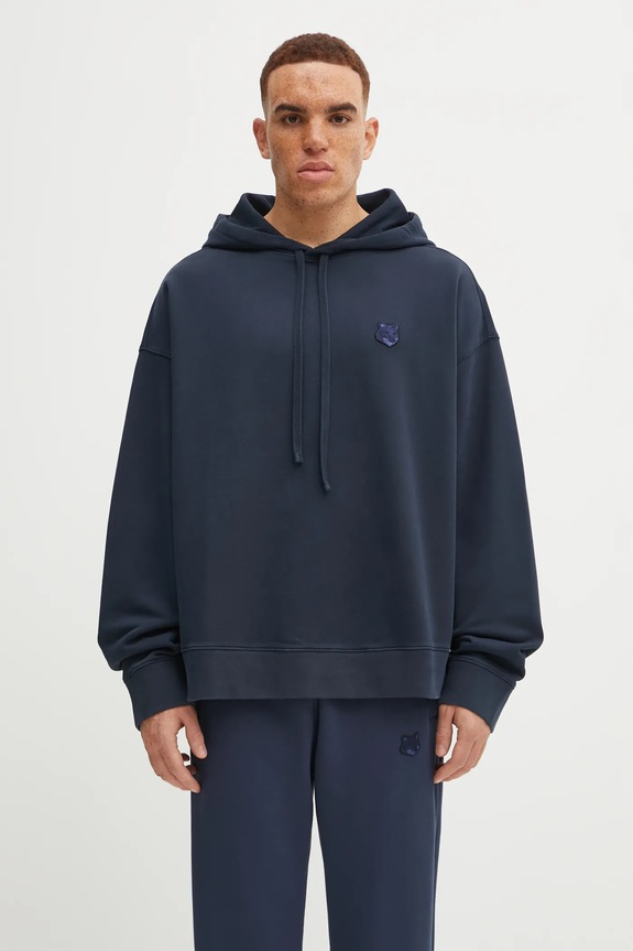 Maison Kitsuné cotton sweatshirt Bold Fox Head Patch Oversize Hoodie navy LM00705KM0001