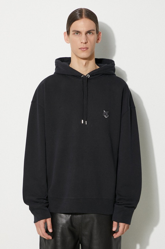 Maison Kitsuné cotton sweatshirt Bold Fox Head Patch Oversize Hoodie cotton black LM00705KM0001
