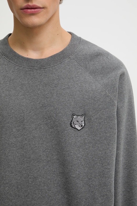 Maison Kitsuné bluza bawełniana Bold Fox Head Patch Oversize Sweatshirt szary MM00304KM0001