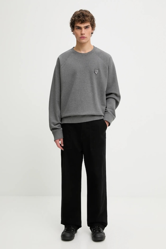 Maison Kitsuné bluza bawełniana Bold Fox Head Patch Oversize Sweatshirt MM00304KM0001 szary