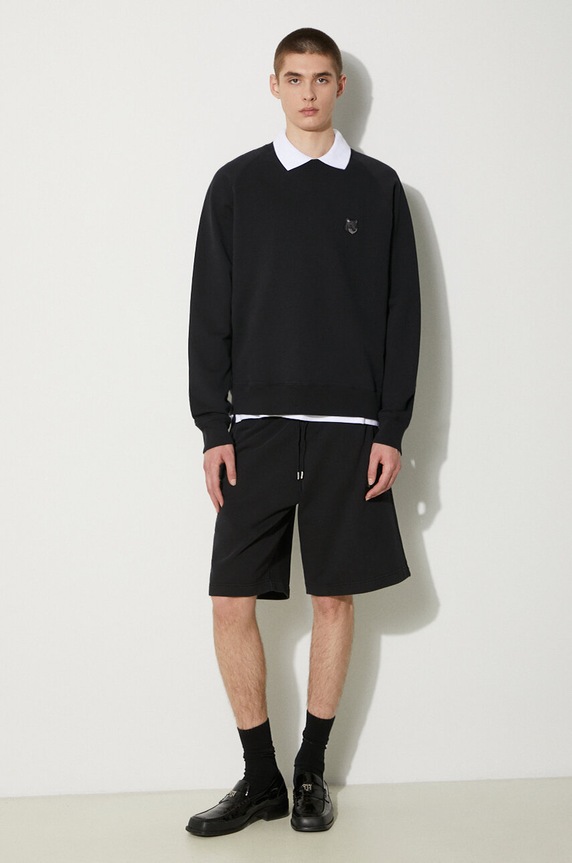 Bavlněná mikina Maison Kitsuné Bold Fox Head Patch Oversize Sweatshirt MM00304KM0001 černá AA00