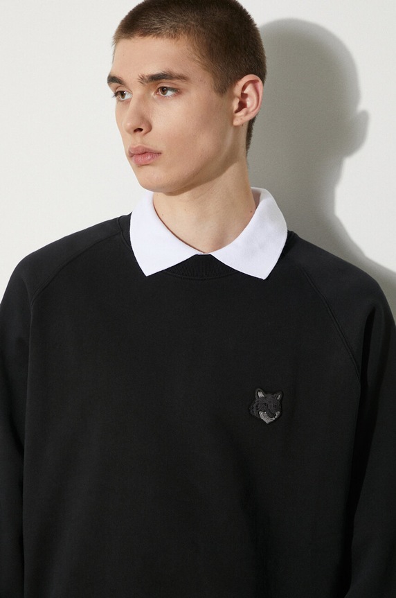 Bavlněná mikina Maison Kitsuné Bold Fox Head Patch Oversize Sweatshirt MM00304KM0001 černá