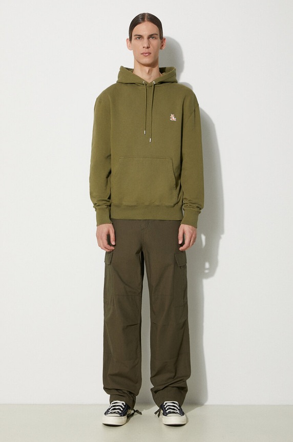 Maison Kitsuné cotton sweatshirt Chillax Patch Regular Hoodie LM00706KM0001 green AW24