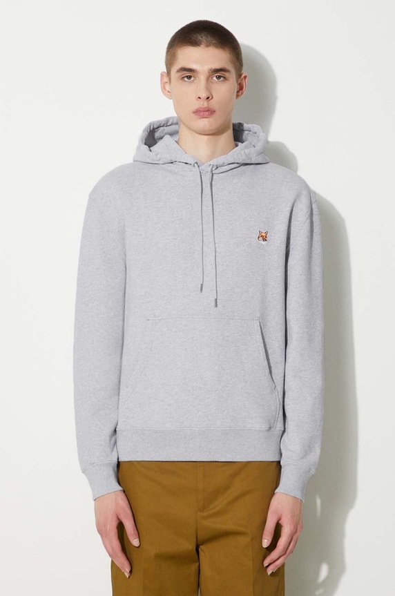 Maison Kitsuné cotton sweatshirt Fox Head Patch Regular Hoodie cotton blue LM00702KM0001