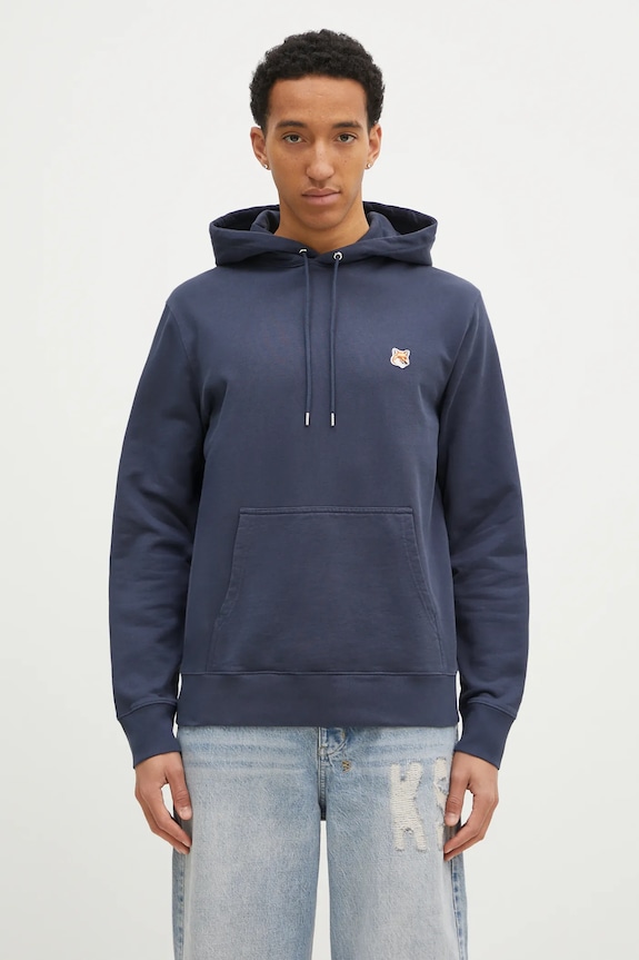 Maison Kitsuné cotton sweatshirt Fox Head Patch Regular Hoodie navy LM00702KM0001