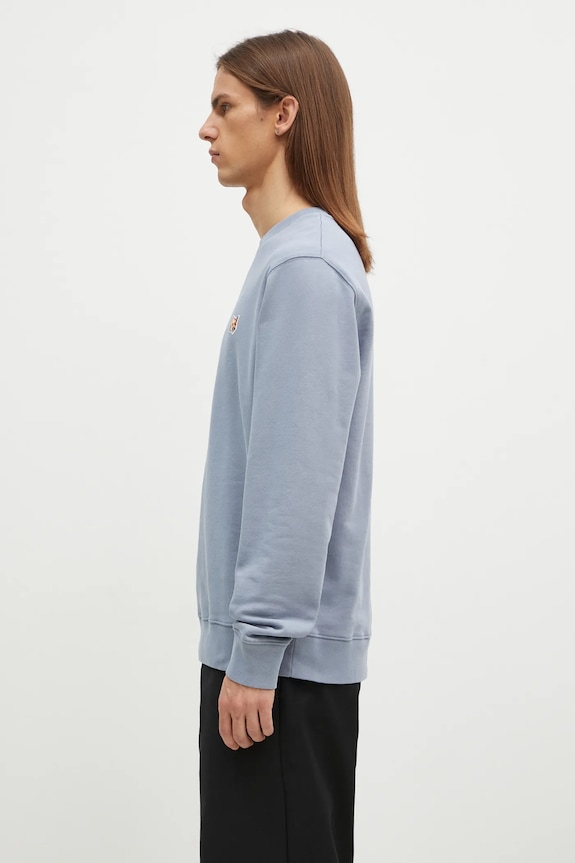 Maison Kitsuné hanorac de bumbac Fox Head Patch Regular Sweatshirt LM00301KM0001 albastru AW24