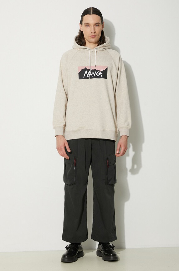 Nanga bluza Eco Hybrid Box Logo Sweat Hoodie NW2311.1F202 bej SS24