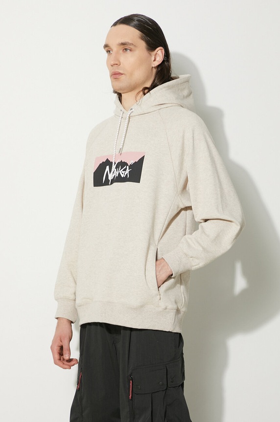 Nanga bluza Eco Hybrid Box Logo Sweat Hoodie bej NW2311.1F202