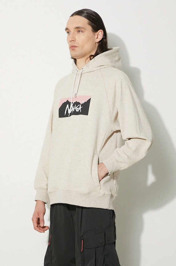 Nanga bluza Eco Hybrid Box Logo Sweat Hoodie bej NW2311.1F202