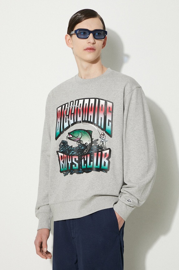 Βαμβακερή μπλούζα Billionaire Boys Club Big Catch Crewneck χωρίς κουκούλα γκρί B24230